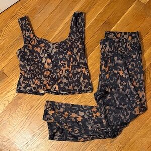 Fabletics Leopard Print Crop Tank & Legging Set
